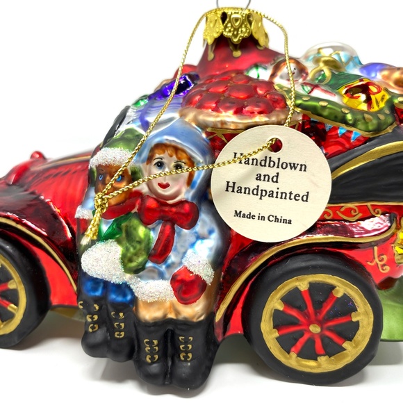 Handblown Handpainted Ornament "Santas Magical Ride" Holiday Christmas Decor - Picture 7 of 8